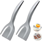 2PCS Egg Flipper Spatula, 2 In 1 Spatula And Tongs for Steak Omelette Pancake Egg Frying Bbq
