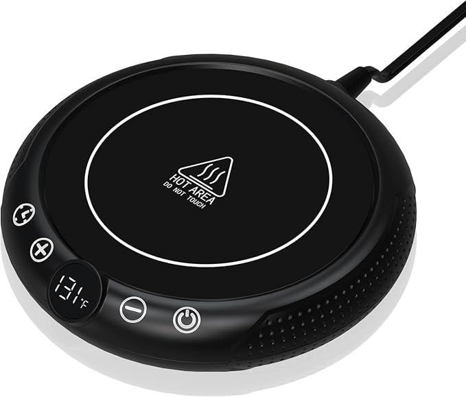 Coffee Mug Warmer, White Elephant Gifts for Adults, Electric Cup Warmer for Desk, Candle Warmer Plate 8-Temp Setting & 1-12H Timer, Stocking Stuffer for Women Men