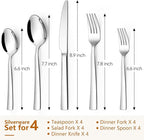 LIANYU 32PC Dinnerware Sets with Silverware for 4, Stoneware Plates and Bowls Dish Set, Stainless Steel Square Flatware Cutlery, Kitchen Dining Dishware, Microwave & Dishwasher Safe, Snowy White