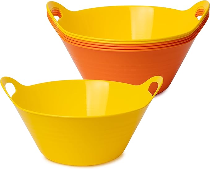 Tiawudi 6 Pack Snack Bowls (4.9L Large), Plastic Serving Bowls for Party, Large Bowls with Handles for Kitchen, Fruit, Cereal, Candy, Salad and Chip, Microwave Safe