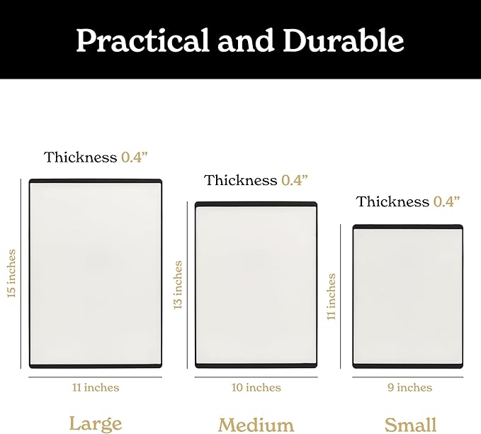 SMIRLY Plastic Cutting Board Set 3 Pieces, Non-Slip Dishwasher Safe Chopping Boards for Kitchen, Black & White