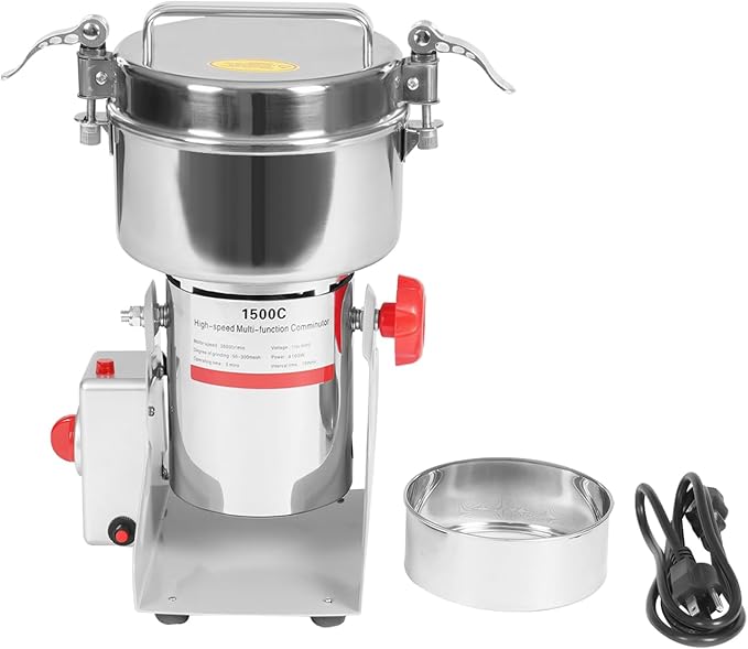 Electric Grain Mill Grinder, 1500g/3.31lbs High-speed 30000r/min Food Grinder, 110V 4100W Countertop Grain Mill for Dry Spice Herbs Grains Coffee Rice Pepper (1500g)