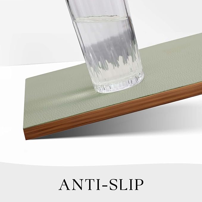 MOSAYT Vinyl Placemats Set of 8, Heat Resistant Place Mats 100% Waterproof Washable & Wipeable Faux Leather Reversible Table Mats for Kitchen Dining Party Outdoor, 12" x 17", Light Grey/Sage Green