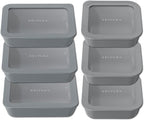 Ceramic Coated Glass Food Storage Container | No PTFE, PFOA, PFAS, and BPA | Reusable Non Toxic Meal Prep Container with Glass Lid | Easy To Store | 6 Piece Food Prep [Smoke]