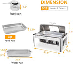 ROVSUN 2 Pack Roll Top Chafing Dish Buffet Set, 9 Quart NSF Rectangular Stainless Steel Chafer for Catering,Buffet Servers and Warmers Set with Glass Window for Wedding, Parties, Banquet, Full Size