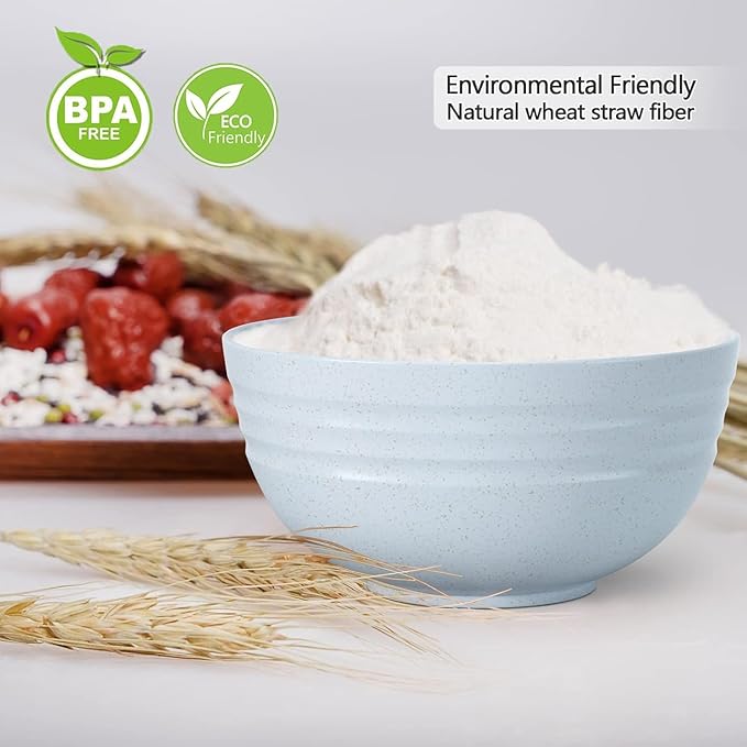 Homestockplus Unbreakable Cereal Bowls 25 OZ Microwave and Dishwasher Safe BPA-Free Eco-Friendly Wheat Straw Bowl Assorted Color Dessert Bowls for Serving Soup, Oatmeal, Pasta and Salad [Set of 6]