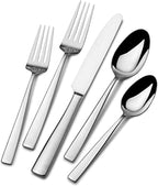 Mikasa Everett 101-Piece Flatware Set for 12, 18/10 Stainless Steel Cutlery with Complete Service and Serving Pieces, Sleek and Durable Design