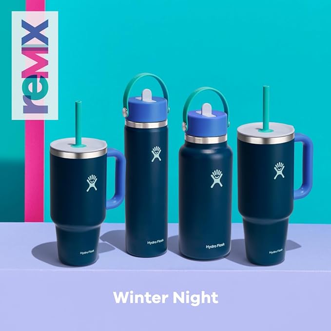 Hydro Flask 32 Oz Travel Tumbler with Handle, Lid and Straw - Insulated Stainless Steel in Winter Night