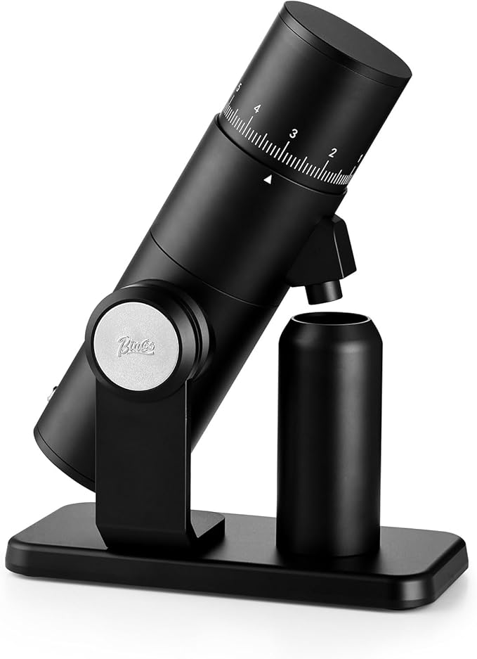 Electric Burr Coffee Grinder - Stepless Adjustment Electric Espresso Grinder with CNC Stainless Steel Conical Burr and Magnetic Lid & Dosing Cup (Black)