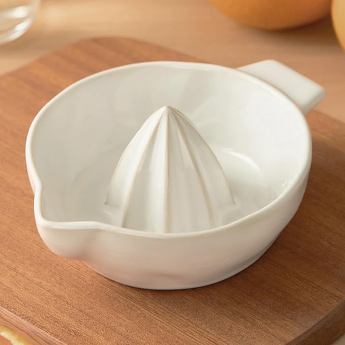 Ceramic Lemon Juicer Reamer Manual Citrus Lime Hand Squeezer Bowl with Handle and Pour Spout, Handheld, Easy to Use and Clean