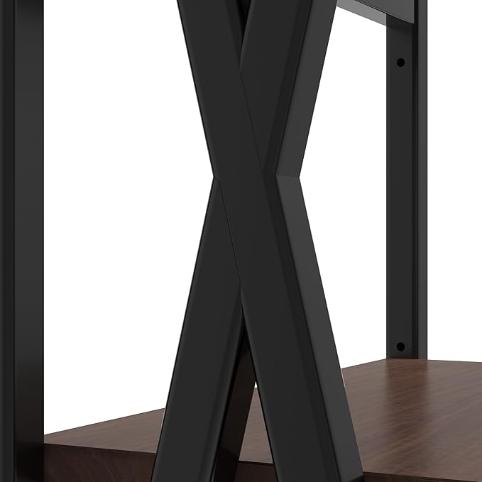KEIKI 4-Tier Kitchen Bakers Rack with Storage, 55'' Microwave Stand, Bookcase Shelf Adjustable Shelves Freestanding, Bakers Rack for Kitchen, Garage, Pantry, Bathroom