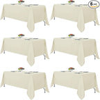 Fitable Ivory Rectangle Tablecloths for 6 Foot Tables, 6 Pack - 70 x 108 Inches - Stain Resistant and Washable Table Clothes, Polyester Fabric Table Covers for Wedding, Party, Banquet, Buffect
