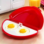 Multifunction Microwave Egg Cooker, Microwave Egg Boiler Poacher, 2 Cavity Nonstick Poached Egg Maker with Lid, Breakfast Egg Cookware (White)