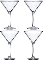 Amazing Abby - Vesper - 10-Ounce Plastic Martini Glasses (Set of 4), Plastic Cocktail Glasses, Reusable, BPA-Free, Shatter-Proof, Dishwasher-Safe, Perfect for Poolside, Outdoors, Camping, and More