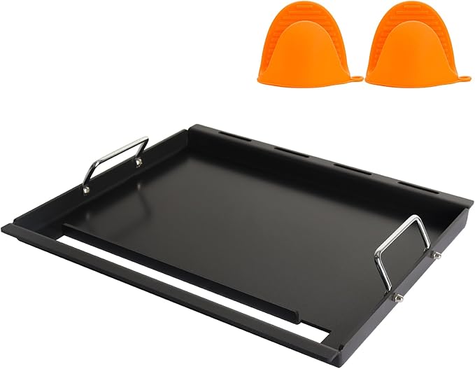 Full-Size Griddle Inserts with Handles for Weber Spirit 200 Spirit II 200 Series Grills Flat Top Cooking Pan Replacement Part for Weber Spirit I & II E-210 E-220 S-210 S-220 Series