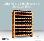 72 Bottle Bamboo Stackable Freestanding Wine Rack, No Tools Assembly, Durable, Wine and Liquor Bottle Storage for Small Spaces