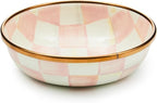 MACKENZIE-CHILDS Enamel Relish Dish, Small Serving Bowl for Entertaining, Pink-and-White Rosy Check