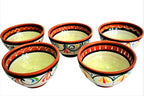 Cactus Canyon Ceramics Salsa Bowls - Spanish Terracotta White Decor - Small Serving Bowl (European Size), Festive Dinnerware 5 Piece Set - Dishwasher & Microwave Safe