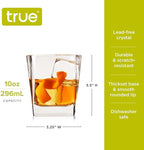 TRUE Square Rocks Glass, Old Fashioned Whiskey Glasses, Superb Drinking Cups for Cocktail Party, Home Bar, Bartender Accessories, Set of 4, 10 oz