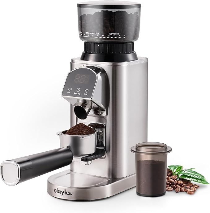 Conical Burr Coffee Grinder Electric with Electronic Timer, Anti-Static, Coffee Grinders for Home Use, Adjustable Conical Burr Mill with 48 Precise Settings for Espersso/Drip/French Press