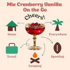 Craftmix Cranberry Vanilla Mix, Makes 12 Drinks, Cranberry Cocktail Mixer, Instant Skinny Cocktail and Mocktail Mix - With Real Fruit - Vegan Low Carb, Low Sugar, Non-GMO, Gluten Free, Easy to Mix