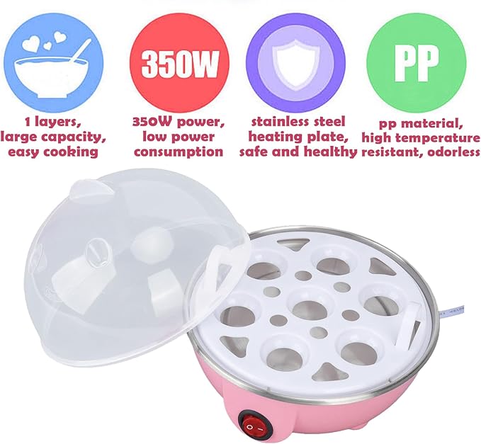 Chicken Egg Cooker Make Up to 7 Large Boiled Eggs Anti Dry Burning Automatic Power Off Egg Poacher with Heating Plate for Hard, Soft & Poached Eggs()