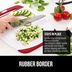 GORILLA GRIP 100% BPA-Free Reversible Kitchen Cutting Board Set of 3, Nonporous, Juice Grooves to Catch Liquid, Slip Resistant Handle Border, Dishwasher Safe, Durable Large Food Chopping Boards, Red