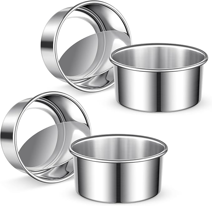 4 Inch Cake Pan Set of 4, Removable Bottom & Easy Releasing Mini Cake Pan, Leakproof & Nonstick Round Cake Pan, 304 Stainless Steel Small Cake Baking Pans, Non-Toxic & Healthy