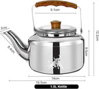 Chandler 1.56 Liter Tea Pots, Vintage Tea Kettle - 0.4mm Stainless Steel Pot - Hard to Dent | Ergonomic Handle with a Cool Grip | Portable Tea Kettle For Camping (Silver Colour)