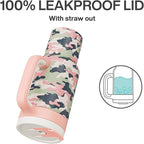 40 oz Camo Tumbler with Handle, 2-in-1 Straw and Sip Lid, Leakproof, Dishwasher Safe, Insulated Stainless Steel Travel Coffee Mug, Keeps Cold for 34 Hours, Fits in Car Cup Holder (Rose Dappled)