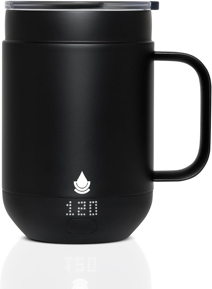 Ciups - Smart Heated Coffee Mug, 16 oz, 4-Hour Battery Life, Cup Warmer, Self Heating, Temperature Control, LED Display, Black