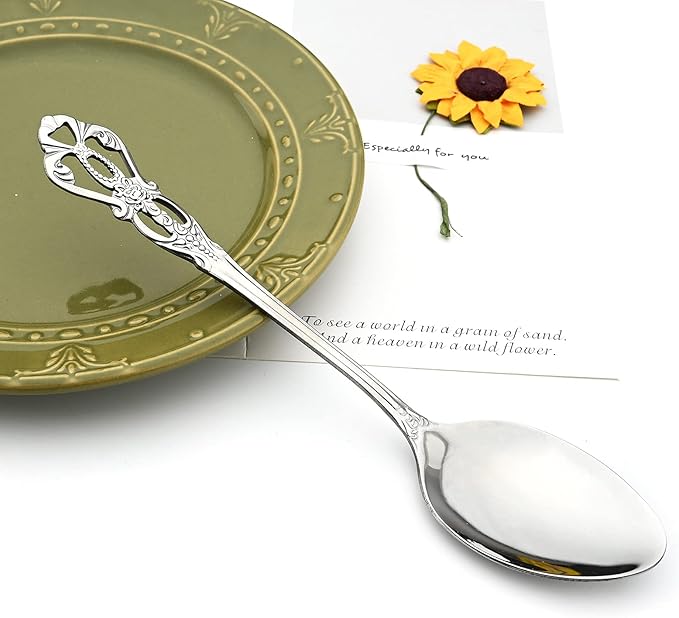 Royal 24-piece Mirror Silver Silverware Dinnerware, 18/10 Stainless Steel Luxury Flatware Service For 6 Include Knives/Forks/Spoons/Teaspoons, Dishwasher Safe