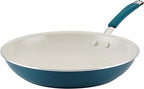 Rachael Ray Cucina Ceramic Nonstick Frying Pan/Skillet, 12.5 Inch Non Stick Open Fry Pan, Dishwasher Safe - Marine Blue