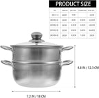 PRETYZOOM Stainless Steel Steamer Pot 9 Inch with Lid Multi-Use Cooking Steamer for Vegetables Seafood Soup Kitchen Cookware