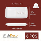 Small Rectangle Plates Set of 6, White Serving Platters 9 inch, Ceramic Sushi Plates, Serving Plate for Appetizer, Dessert, Party, Microwave Safe