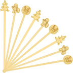 60PCS Bamboo Coffee Stirrers, 7inch Christmas Biodegradable Disposable Christmas Tree Santa Claus Reindeer Coffee Drink Cocktail Stirrers for Christmas Coffee Milk Office Home Hot Chocolate Bar