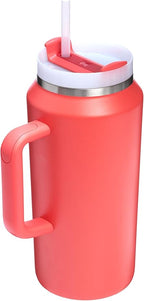 Stanley Quencher H2.0 Tumbler with Handle & Straw 64 oz | Flowstate 3-Position Lid | Large Capacity for Travel & Sports | Insulated Stainless Steel Cup | BPA-Free | Hot Coral