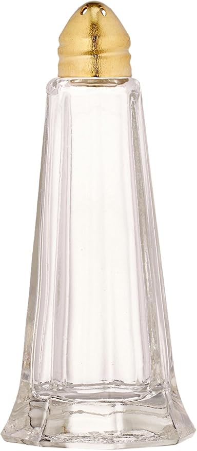 New Star Foodservice 22438 Glass Tower Salt and Pepper Shaker with Gold Plated Top, 1-Ounce, Set of 12