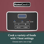 HOMECOOKIN 8-Quart Programmable Slow Cooker with Timer Keep Warm - Small Kitchen Appliance for Family Dinners - Serves 6+ People (Red Shell + White Ceramic Liner)