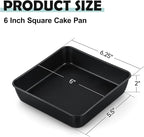 TeamFar Square Cake Pan, 6 Inch Square Brownie Lasagna Pan with Stainless Steel Core & Nonstick Coating, for Baking Roasting Serving Storing Food, Healthy & Oven Safe, Deep Side & Easy Cleanup