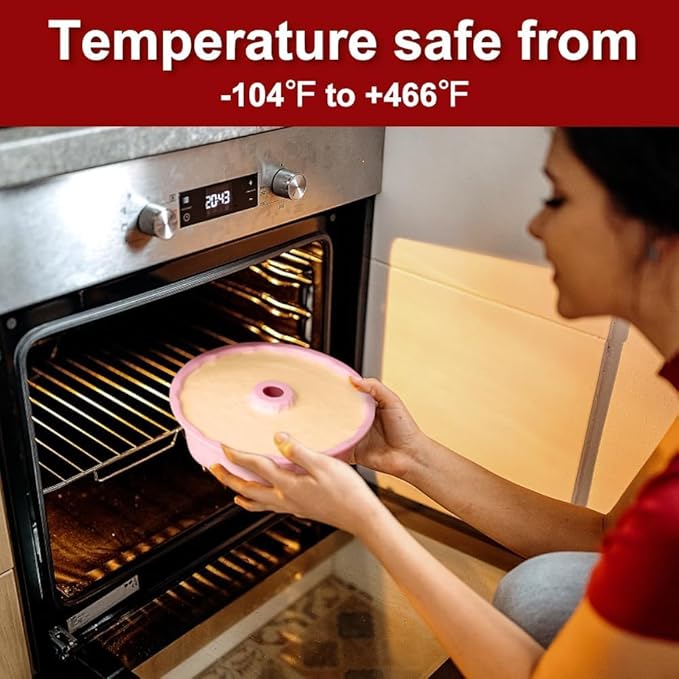 silicone bundt cake pan, silicone Cake Molds, Bakeware Non Stick 10 inch bundt Pan for Jello,Gelatin,cake, Silicone Baking Molds for Cakes, Round Baking Pan (2 packs)