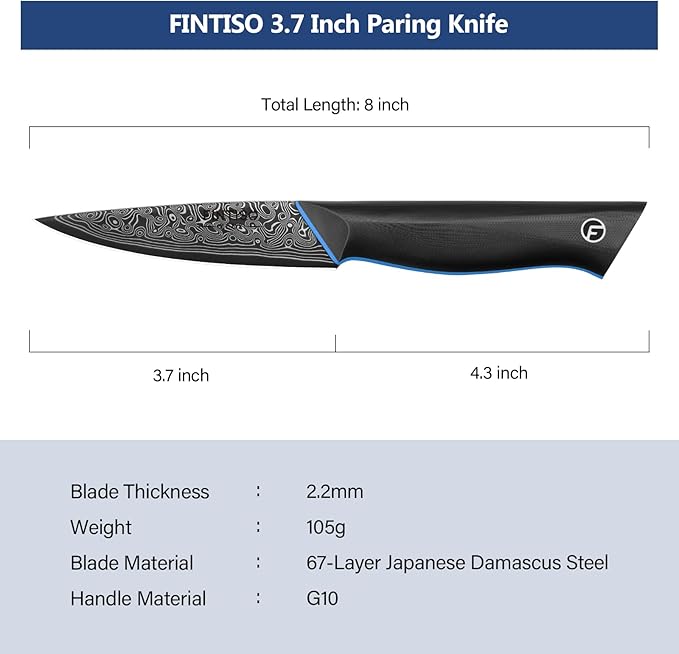 3.75 Inch Paring Knife, Fruit Knives with G10 Handle, 67-Layer Japanese Damascus Steel Forged Small Kitchen Knife, Ultra Sharp Knves with Exquisite Package
