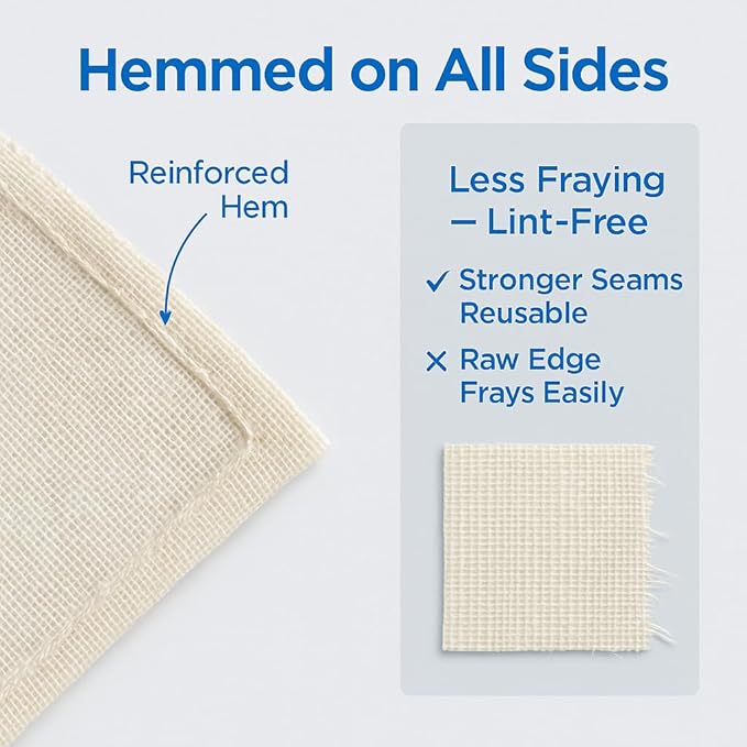 1 Pack Grade 100 Cheesecloth 36×36 in — Reusable Cheese Cloths, 100% Unbleached Cotton, Hemmed on All Sides (Lint-Free), Butter Muslin for Straining Yogurt, Nut Milk, Broth, Jelly & Cold Brew