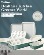 Ceramic Nonstick Baking Pans Set, Non Toxic 33 PCS Stackable Bakeware Sets, 550°F Oven Safe Baking Sheet & Pans, Warp-Free, Dishwasher Safe, PTFE/PFOA/PFOS-Free (Green)