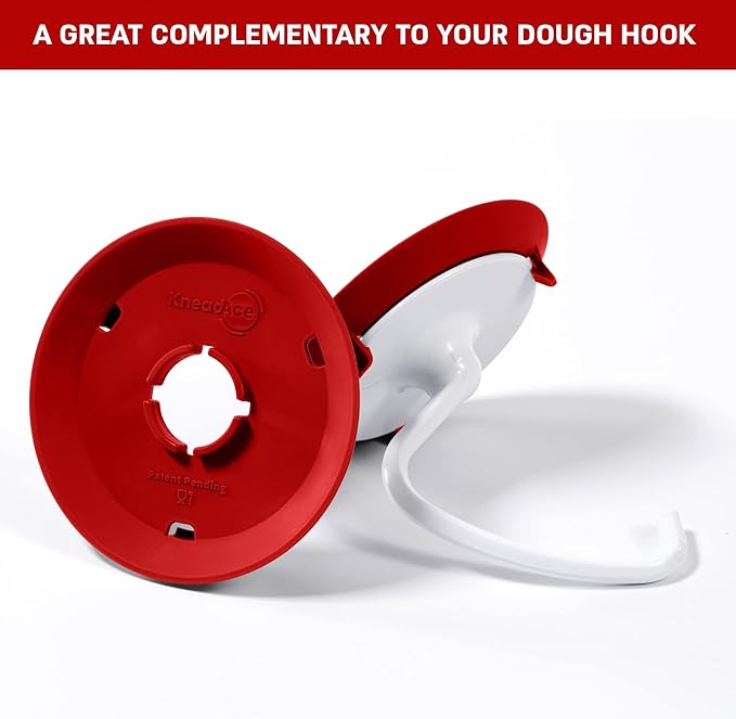 Dough Hook Shield For Kitchen Aid - Prevents Your Dough from Climbing Up and Clogging Up Your Mixer – Mess Free Mixer Accessory Compatible With Most KitchenAid C Shape Dough Hooks (Red)