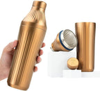 Elevated Craft Diamond Edition Hybrid Cocktail Shaker Set - Premium Vacuum Insulated Brushed Copper, 28 oz, Includes Built-In Strainer, Precise Measuring Top & XL Polishing Cloth - Martini Shaker