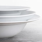 Pasta & Salad Bowls - 40oz White Ceramic Soup Plates - Set of 4, Large Pasta Plates, Wide Rimmed, Microwave & Dishwasher Safe
