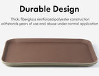 CURTA 2-Pack Restaurant Grade Non-Slip Tray, NSF, 22 Inch x 16 Inch, Plastic Rubber Lined Rectangular Serving Tray, Brown