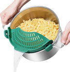 AUOON Oversized Pot Strainer Clip on Silicone - Family-Style Design Pasta Strainer Heat Resistant Kitchen Colander for Spaghetti and Noodles | Dishwasher Safe