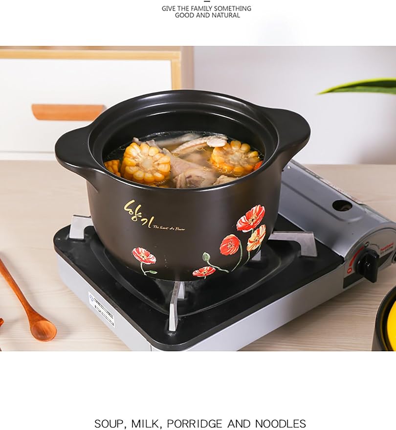 Ceramic Clay Pot for Cooking with Lid Chinese Stew Hot Pot, Earthenware Pot For Cooking Rice, Noodle and Porridge Milk Soup, Casserole Nonstick Cookware for Home Restaurant,5.5l